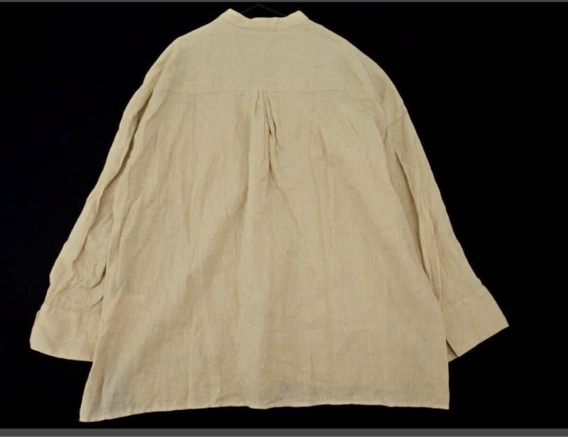 Michel Klein 100% Linen Sparkle Dot Shirt Size 38 Beige