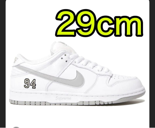 Supreme × Nike SB Dunk Low White 29cm Sneakers