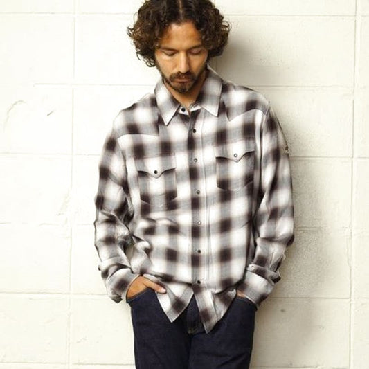 TMT Rayon Twill Ombre Check Shirts Long Sleeve