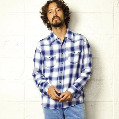 TMT Rayon Twill Ombre Check Shirts Long Sleeve