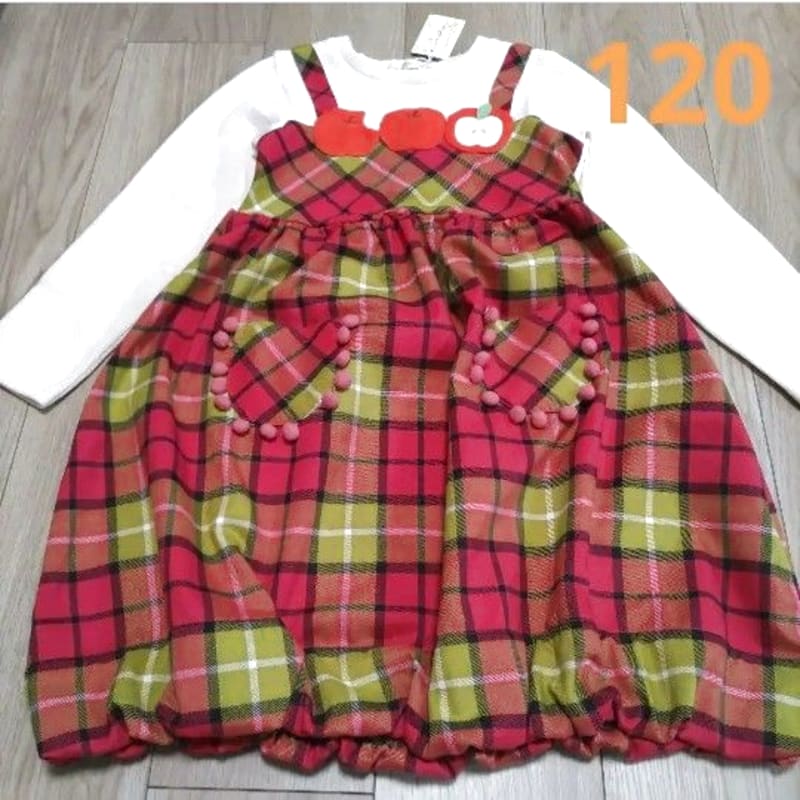 Baby Cheer Red Apple Check Dress 120 New