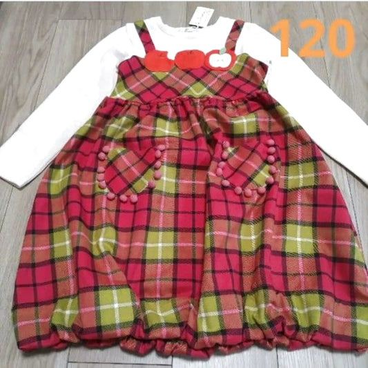 Baby Cheer Red Apple Check Dress 120 New