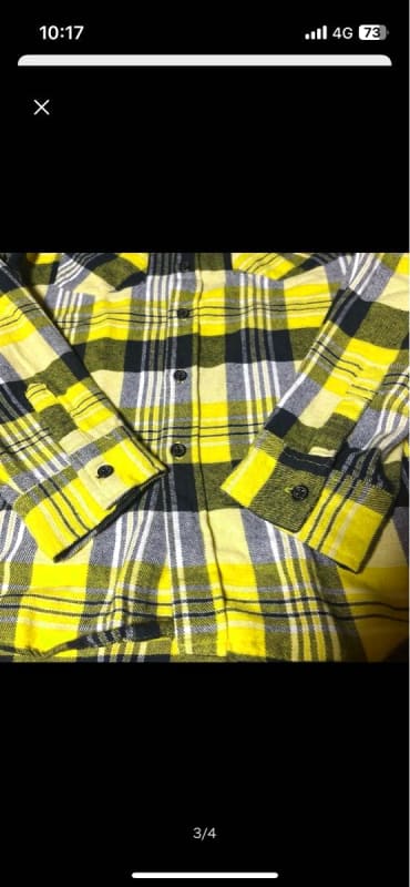 Cinema Flannel Checkered Shirt Yellow Men's M Vintage