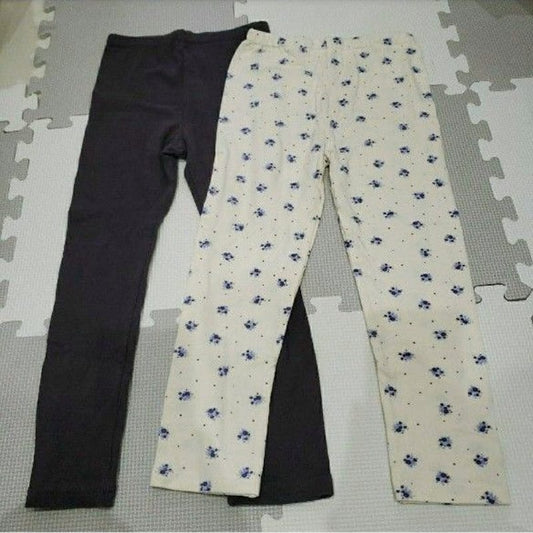 Kids 120 Leggings Pants Petit Main Cotton 95% Floral Charcoal