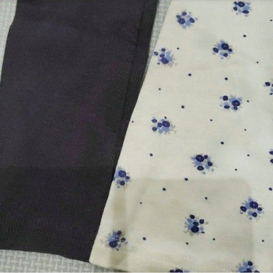 Kids 120 Leggings Pants Petit Main Cotton 95% Floral Charcoal