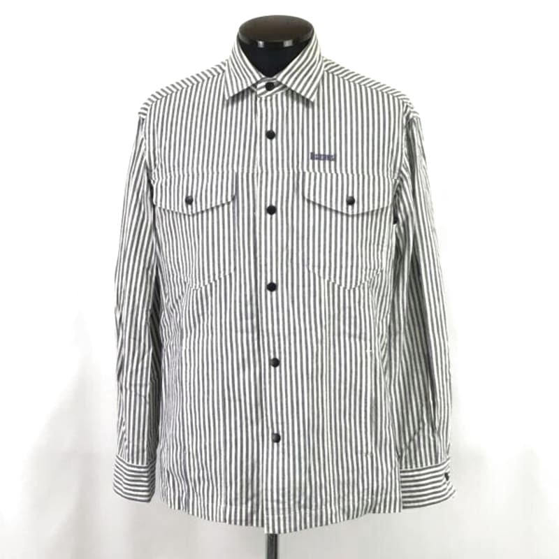 Musselburgh Long Sleeve Shirt L White Navy Stripe