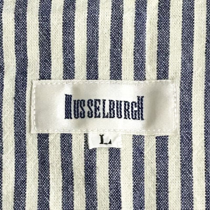 Musselburgh Long Sleeve Shirt L White Navy Stripe