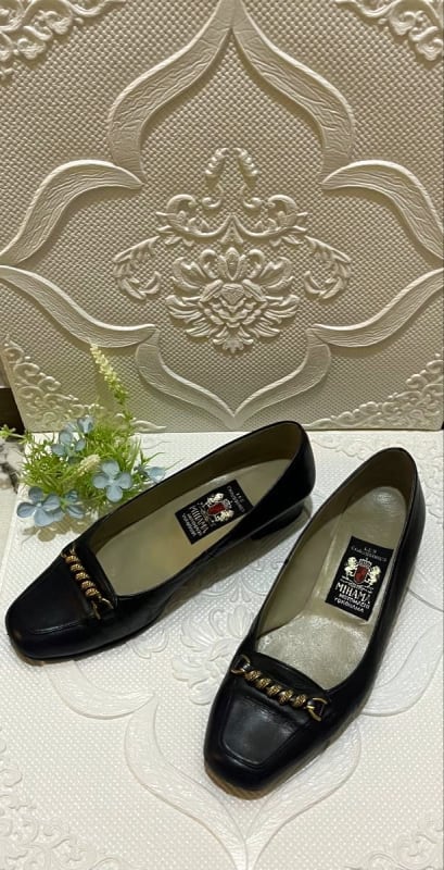 Mihama Black Square Toe Pumps 23.5cm