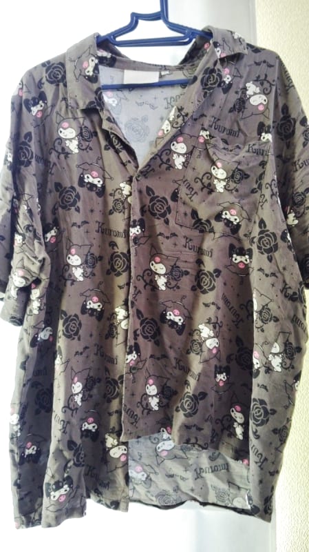 Kuromi All-Over Print Short Sleeve Shirt Gray