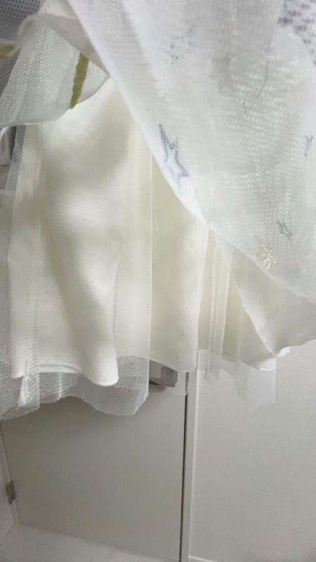 Navy Chiffon Frill Tulle Skirt Long Sleeve Dress 130cm