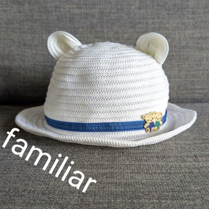 Familiar Check Straw Hat with Ears