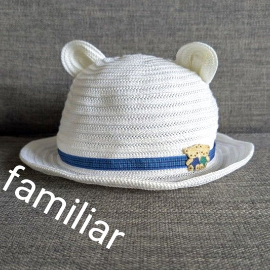 Familiar Check Straw Hat with Ears