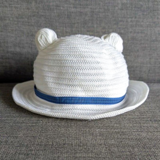 Familiar Check Straw Hat with Ears