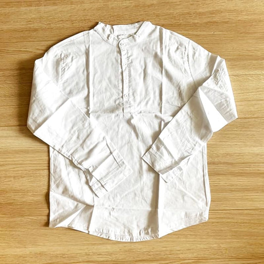 Men's White Linen Long Sleeve Shirt