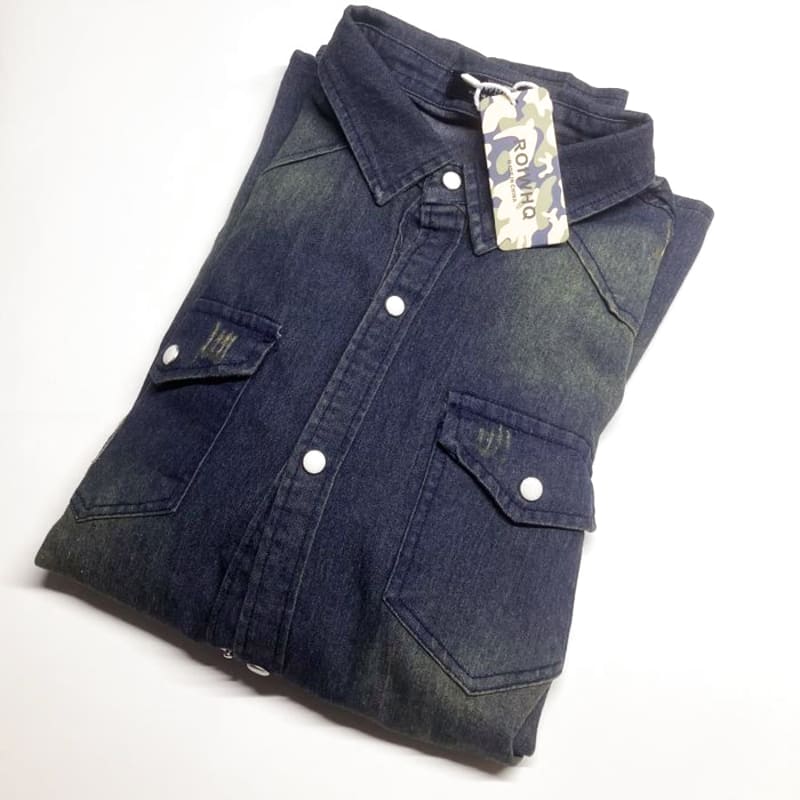 Men's Denim Shirt Long Sleeve Casual Shirt M Size
