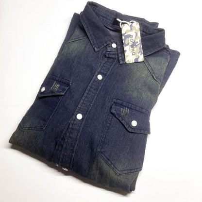 Men's Denim Shirt Long Sleeve Casual Shirt M Size