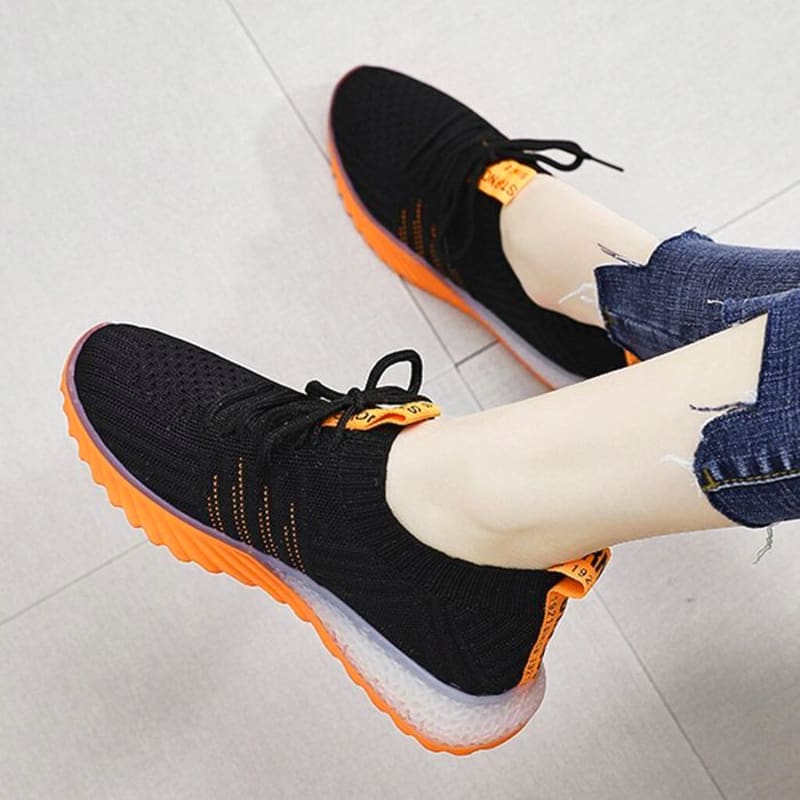 Lightweight Women's Running Shoes Black & Orange