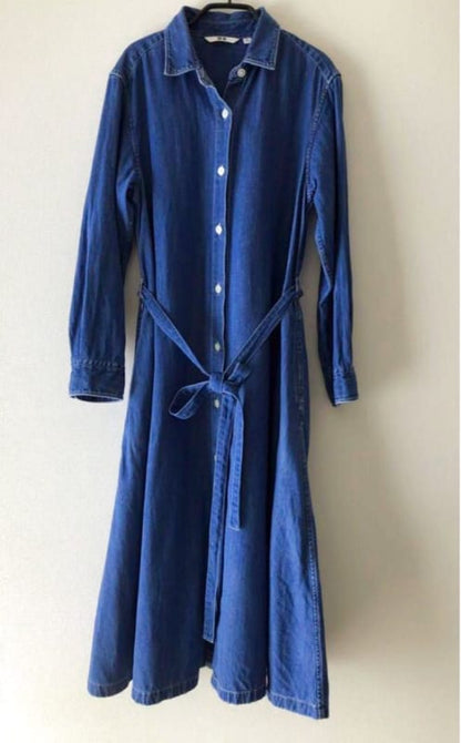 Uniqlo Denim A-Line Shirt Dress