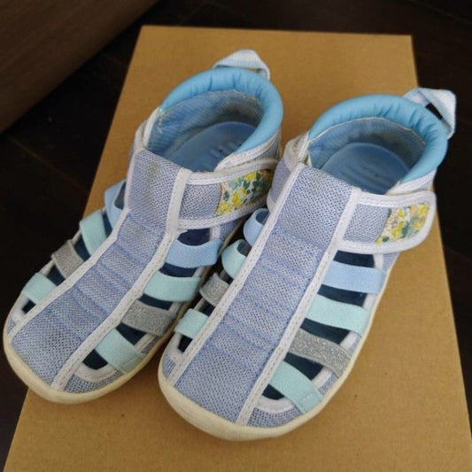 Ifme Blanched Water Shoes Sandals 18cm Light Blue Floral