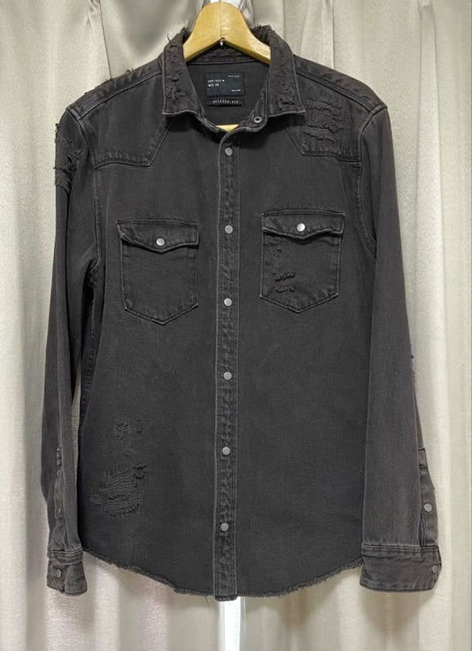 Zara Damaged Denim Shirt M Size