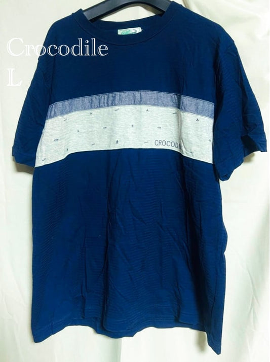 Crocodile Navy Gray T-Shirt Size L
