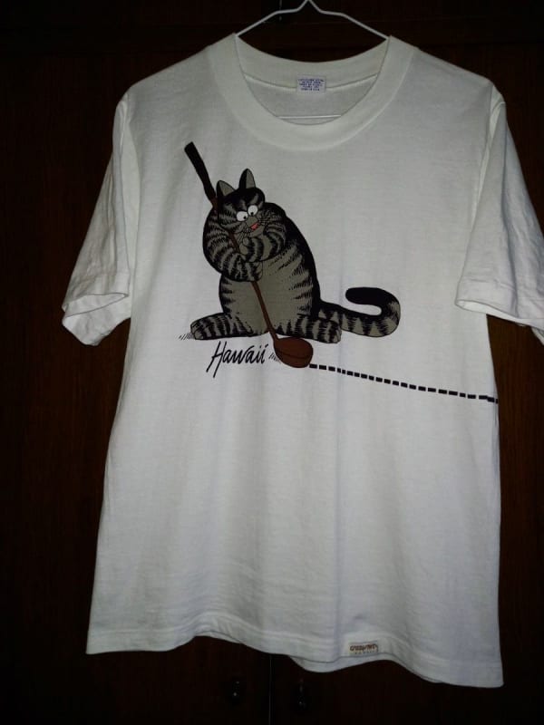 Crazy Shirts Hawaii Kliban Cat Short Sleeve T-Shirt White S