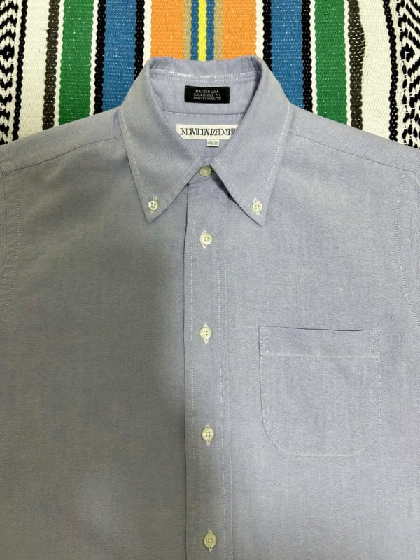Free Shipping Individualized Shirts Oxford Button-Down Shirt 14H S Blue Vintage