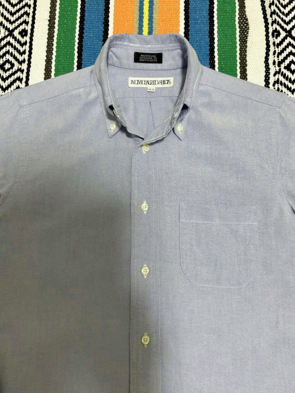 Free Shipping Individualized Shirts Oxford Button-Down Shirt 14H S Blue Vintage