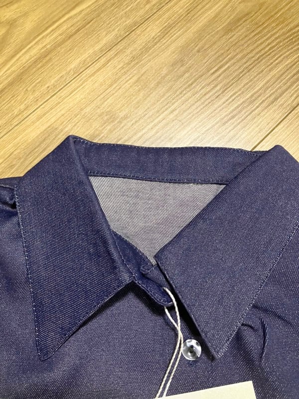 Denim Shirt and Pants Set with Belt Navy Size L