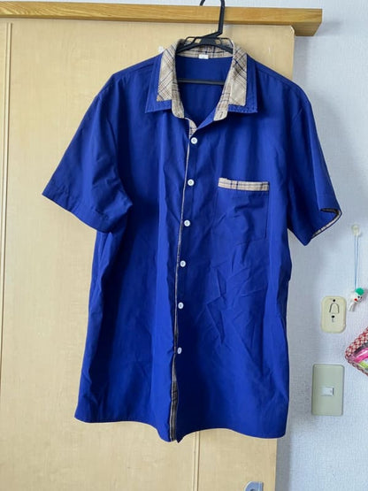 Lightweight Short Sleeve Shirt Navy Checkered XL