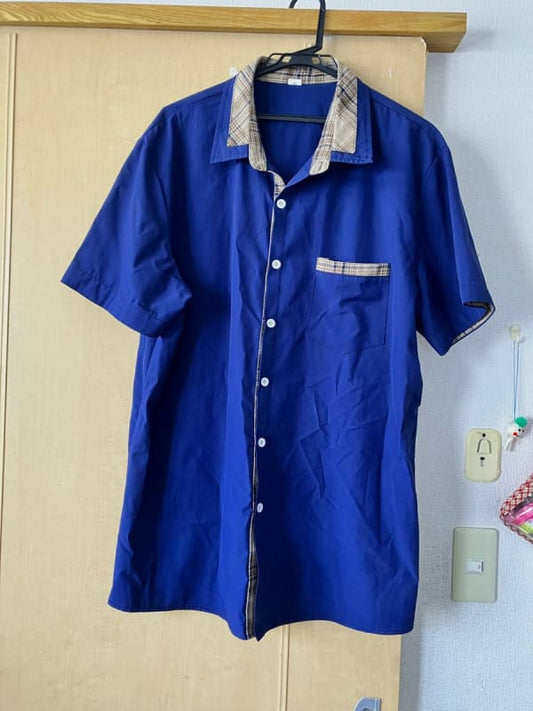 Lightweight Short Sleeve Shirt Navy Checkered XL