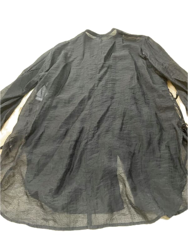 Sheer Black Blouse With Ribbon Ties