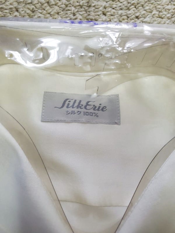 Silk Erie 100% Silk Long Sleeve Shirt Off-White Size 43-80