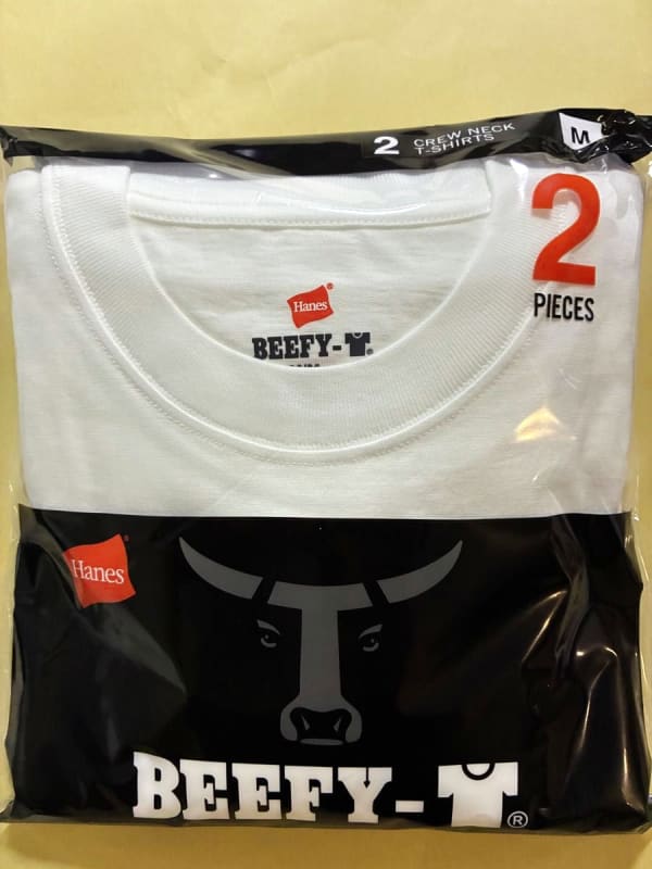 Hanes Beefy T-Shirt Unisex 2-Pack M Size White