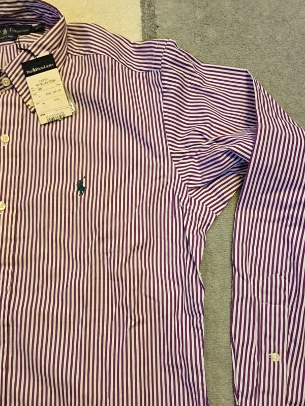 Ralph Lauren Striped Shirt L Size Purple