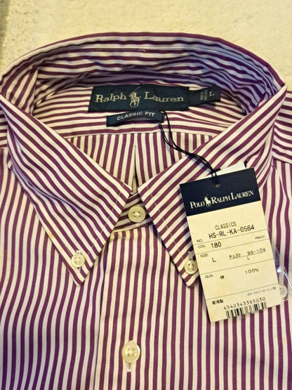 Ralph Lauren Striped Shirt L Size Purple