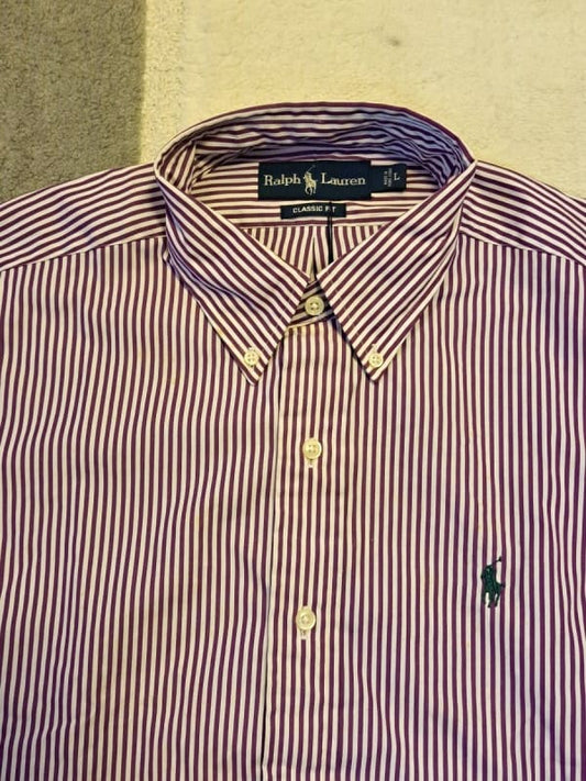 Ralph Lauren Striped Shirt L Size Purple