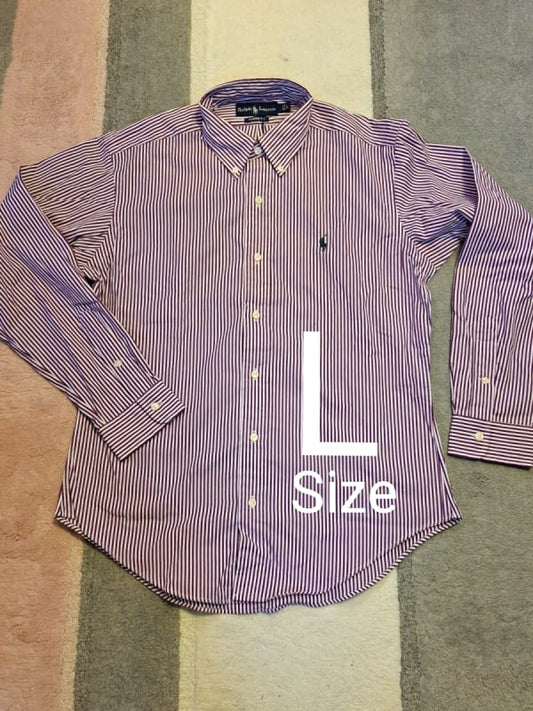 Ralph Lauren Striped Shirt L Size Purple
