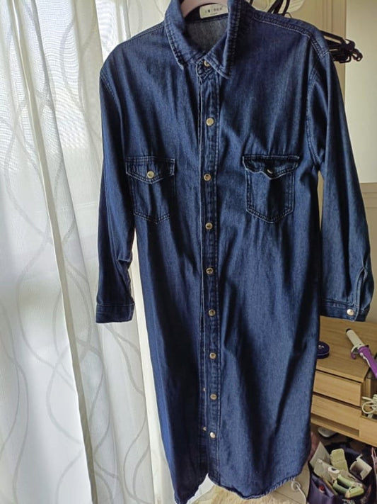 Denim Long Sleeve Shirt Dress