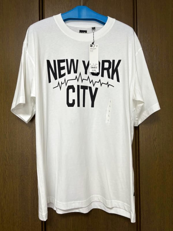 GU New York City Logo T-Shirt L Size White New