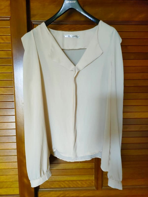 Long Sleeve Blouse Pink Beige