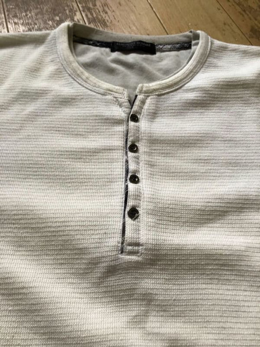 Henley Neck T-Shirt White Size L