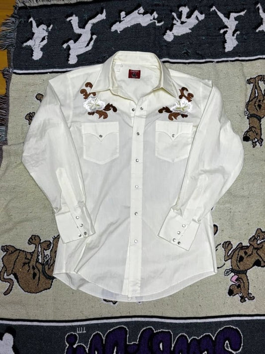 70s Long Sleeve Shirt White Western