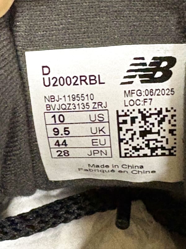 New Balance U2002RBL Black Sneakers 28.0cm