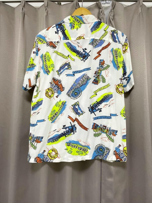 Vintage Pattern Rayon Shirt Size M