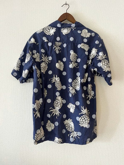 Aloha Shirt Pineapple Pattern Navy Half Sleeve