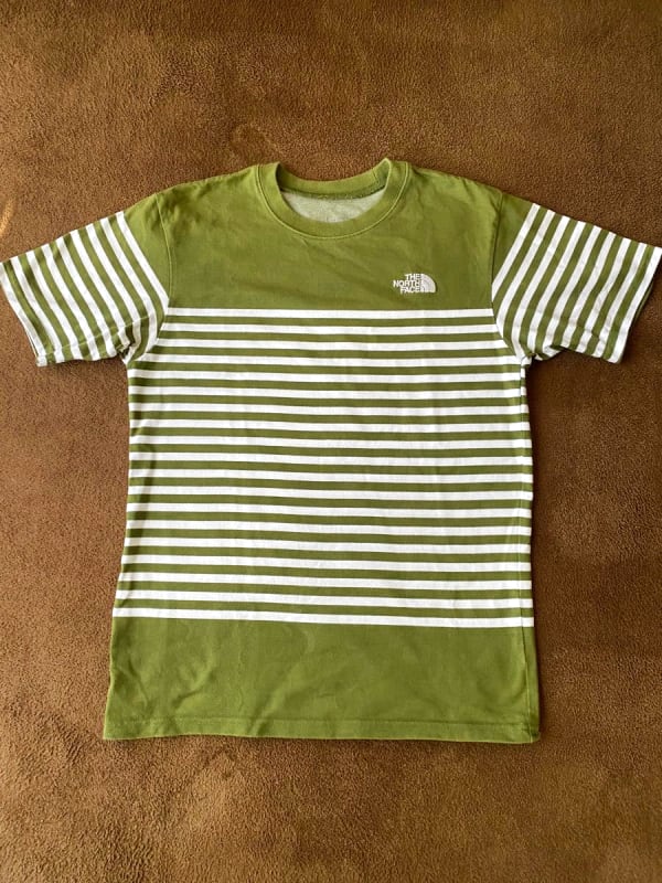 The North Face Striped T-Shirt Khaki S Size