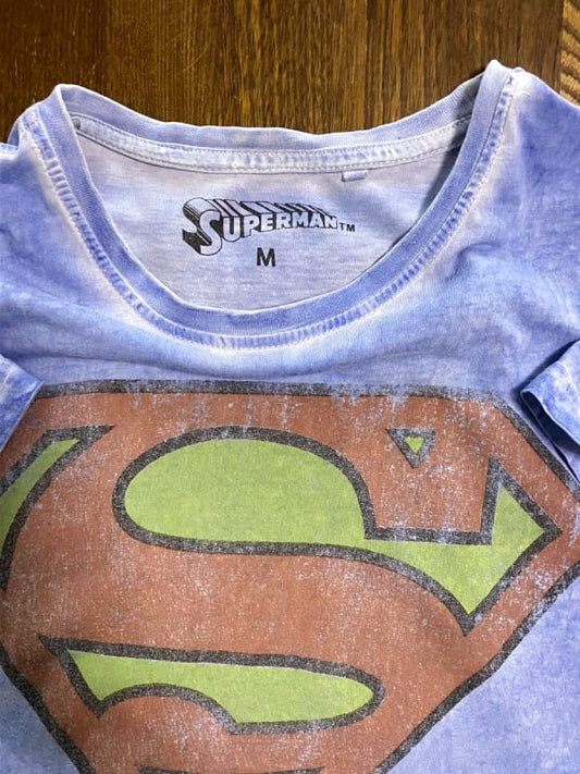 SUPERMAN T-Shirt Blue Comic Vintage Size S