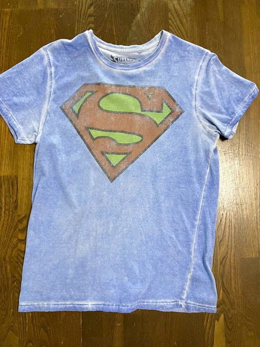 SUPERMAN T-Shirt Blue Comic Vintage Size S