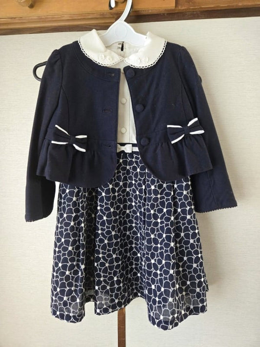 Girls Formal Dress and Bolero Set Navy 120cm